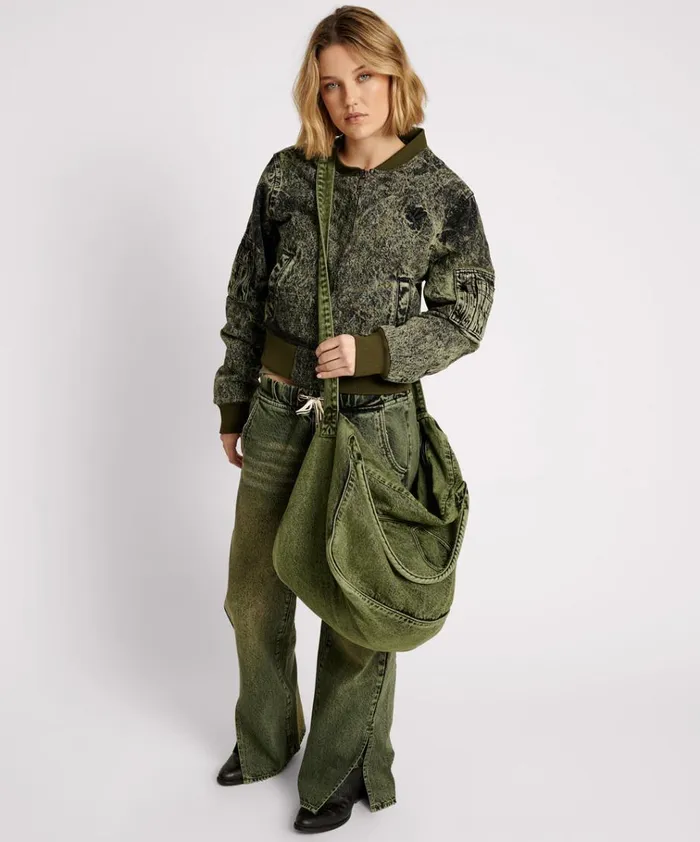 BLACK KHAKI DENIM BOMBER JACKET Women One Teaspoon Jackets BLACK KHAKI DENIM BOMBER JACKET Women One Teaspoon Jackets