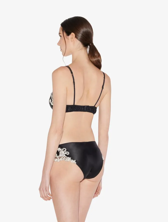 Black Silk Pushup Bra With Ivory Frastaglio Lingerie La Perla Padded