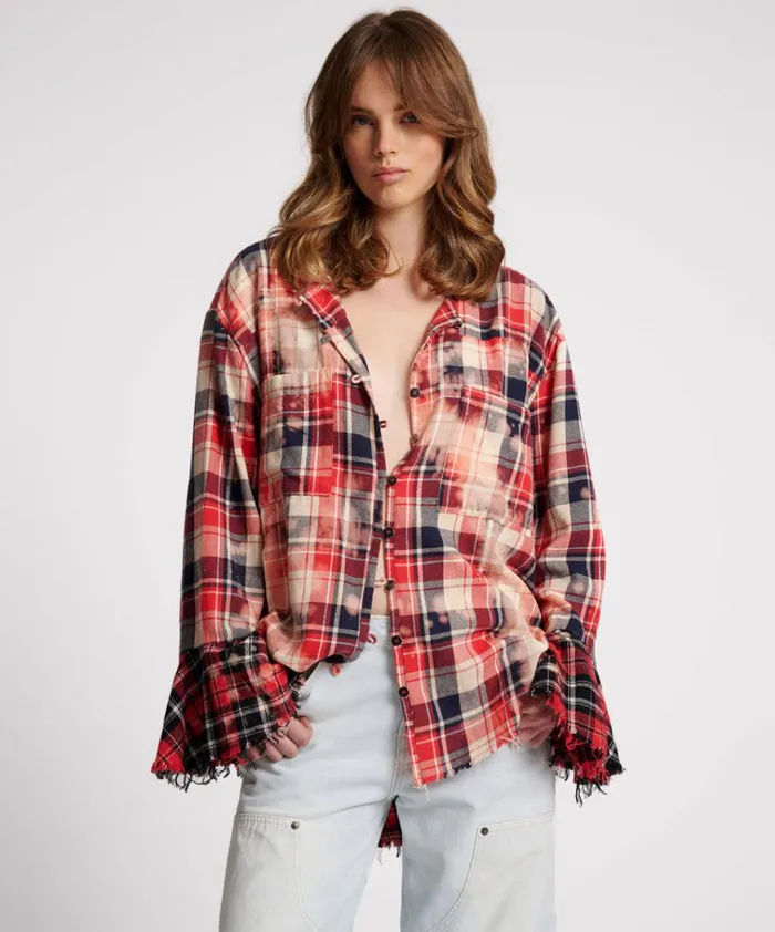BLEACHED CHECK FANTASIE SHIRT Women One Teaspoon Shirts