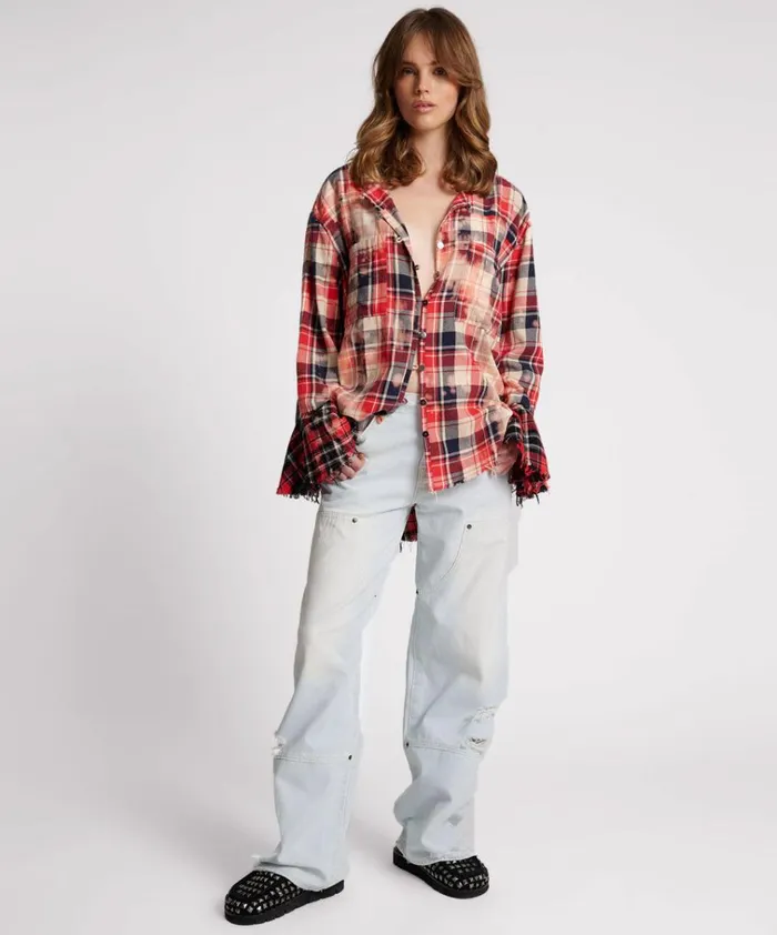 BLEACHED CHECK FANTASIE SHIRT Women One Teaspoon Shirts BLEACHED CHECK FANTASIE SHIRT Women One Teaspoon Shirts