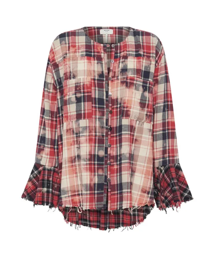 BLEACHED CHECK FANTASIE SHIRT Women One Teaspoon Shirts BLEACHED CHECK FANTASIE SHIRT Women One Teaspoon Shirts