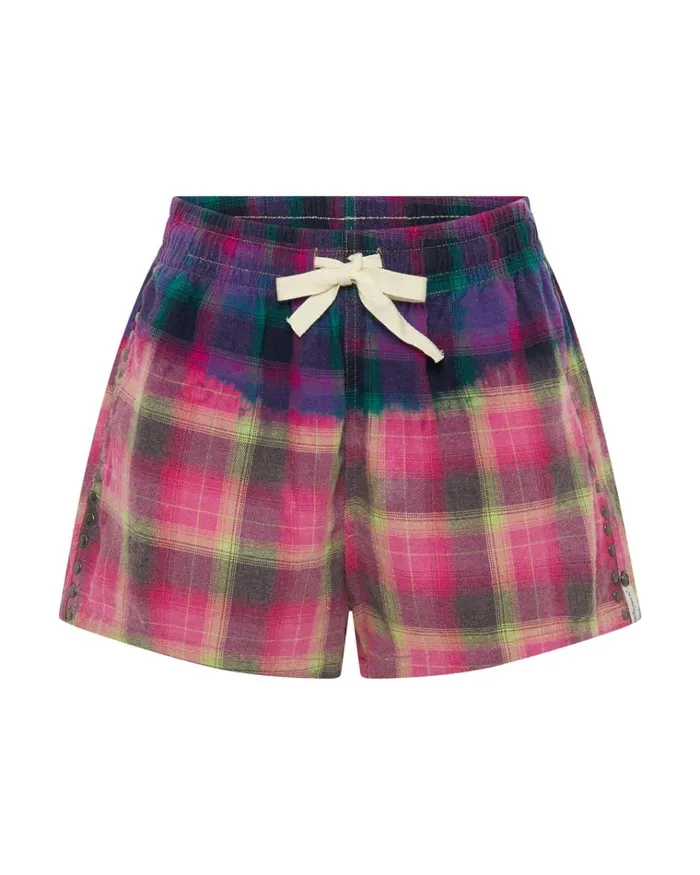 BLEACHED FLANNEL STUDDED BOXER SHORTS Women One Teaspoon Bottoms BLEACHED FLANNEL STUDDED BOXER SHORTS Women One Teaspoon Bottoms