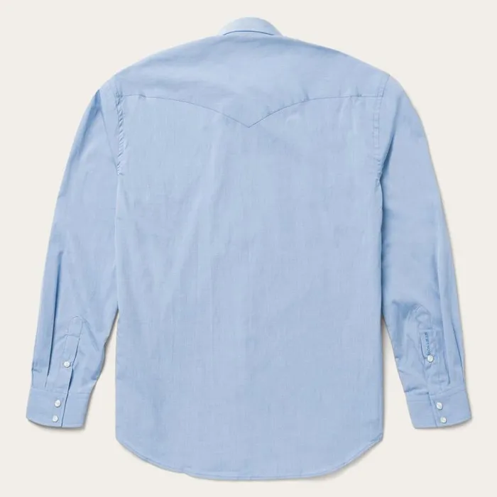 Blue End On End Solid Shirt Blue Men Stetson Western Shirts