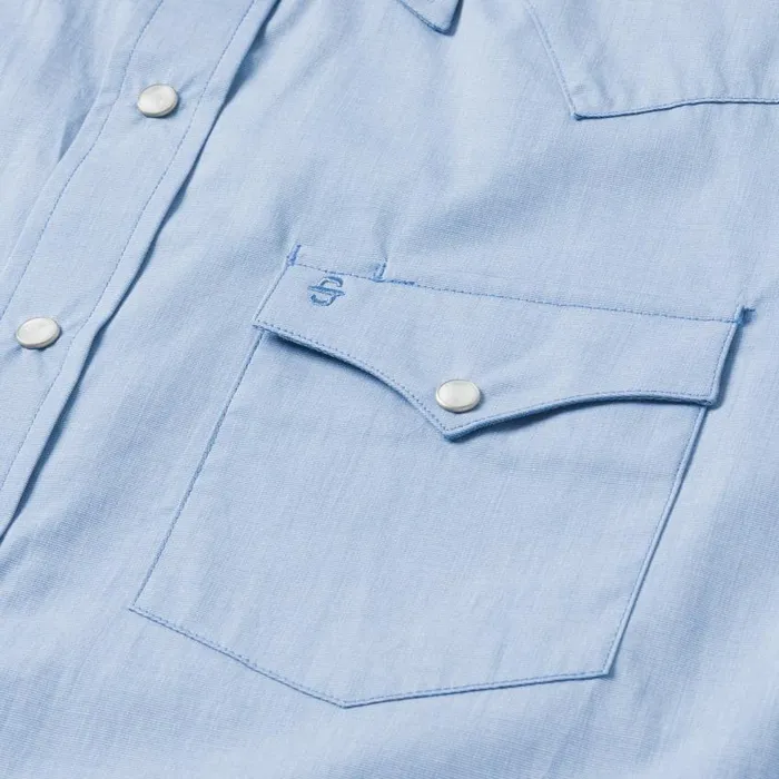 Blue End On End Solid Shirt Blue Men Stetson Western Shirts
