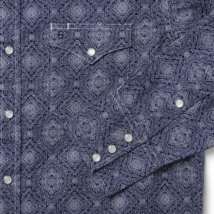 Blue Medallion Print Western Shirt Blue Men Stetson Western Shirts