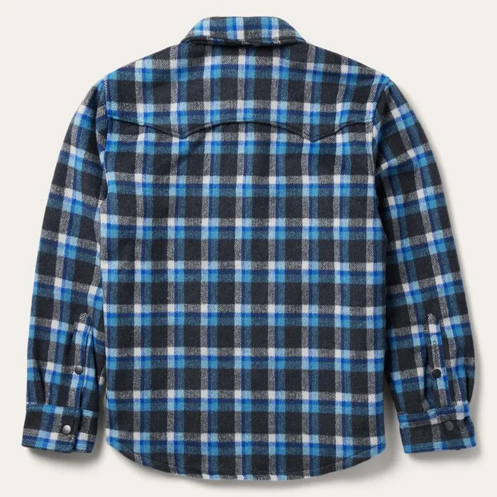Blue Plaid Quilted Shirt Jacket Blue Men Stetson Flannel Shirts