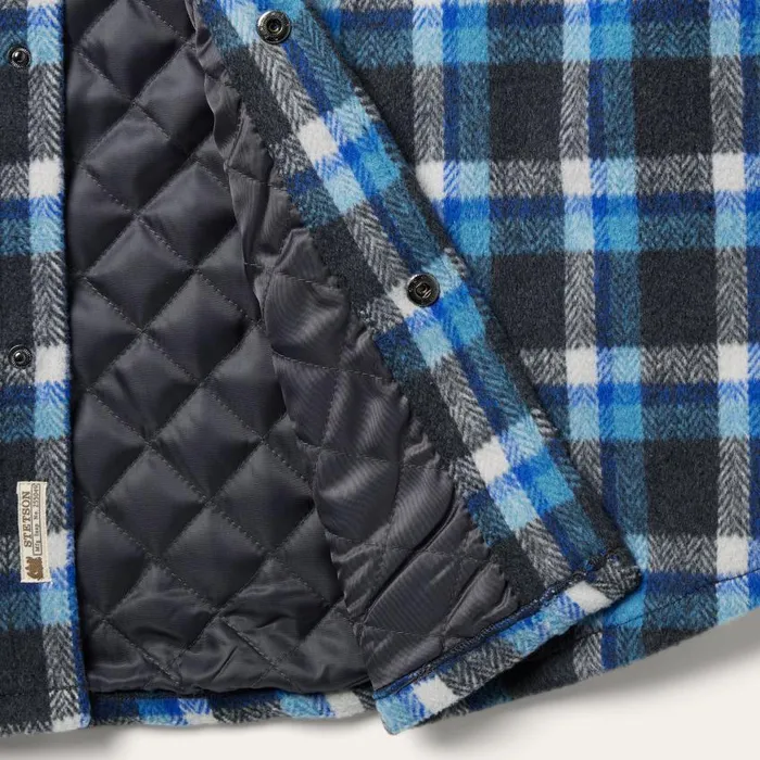 Blue Plaid Quilted Shirt Jacket Blue Men Stetson Flannel Shirts
