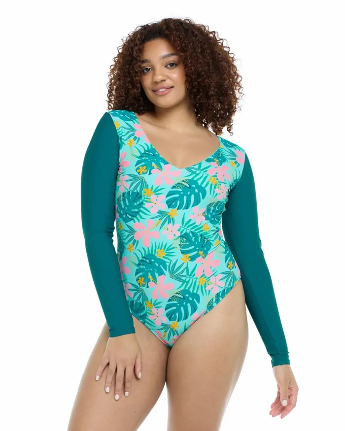 Body Glove Longsleeve Swimsuits Women Flor Nove Chloe OnePiece Swimsuit 8211 Flor Nove Sea Mist