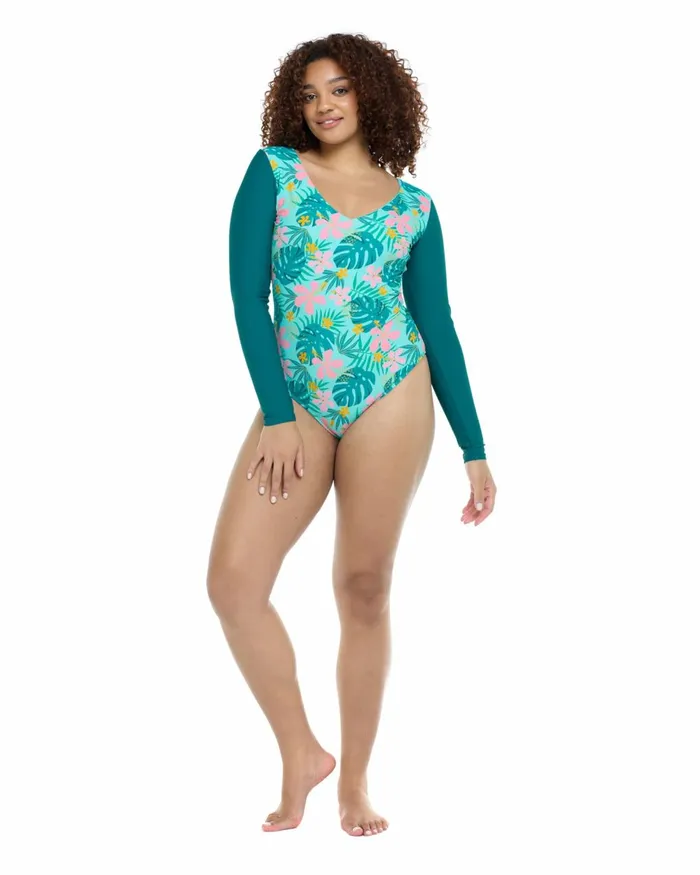 Body Glove Longsleeve Swimsuits Women Flor Nove Chloe OnePiece Swimsuit 8211 Flor Nove Sea Mist