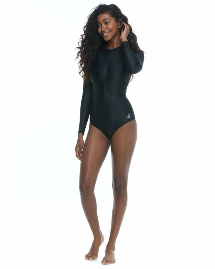 Body Glove Longsleeve Swimsuits Women Smoothies Channel CrossOver Long Sleeve Swimsuit 8211 Black