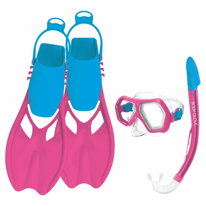 Body Glove Masks and Snorkels Men Kids Mischief MaskSnorkelFins Complete Set 8211 PinkAqua Body Glove Masks and Snorkels Men Kids Mischief MaskSnorkelFins Complete Set 8211 PinkAqua