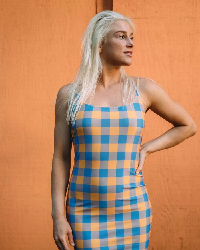 Body Glove New Arrivals Women Moonlit Mini Dress 8211 Blue Checkered