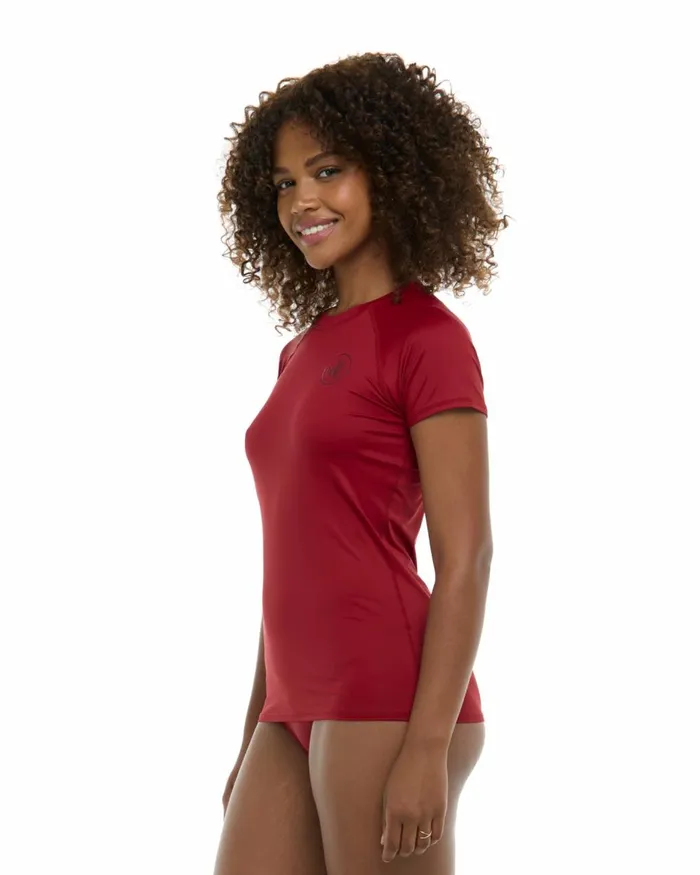 Body Glove Rash Guards Sun Protection Women Smoothies In Motion Short Sleeve Rashguard 8211 Cranberry