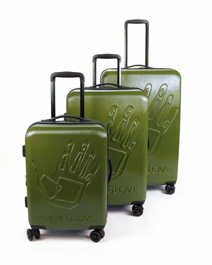 Body Glove Travel Luggage Accessories Redondo 3Piece Hardside Spinner Luggage Set 8211 Olive Branch