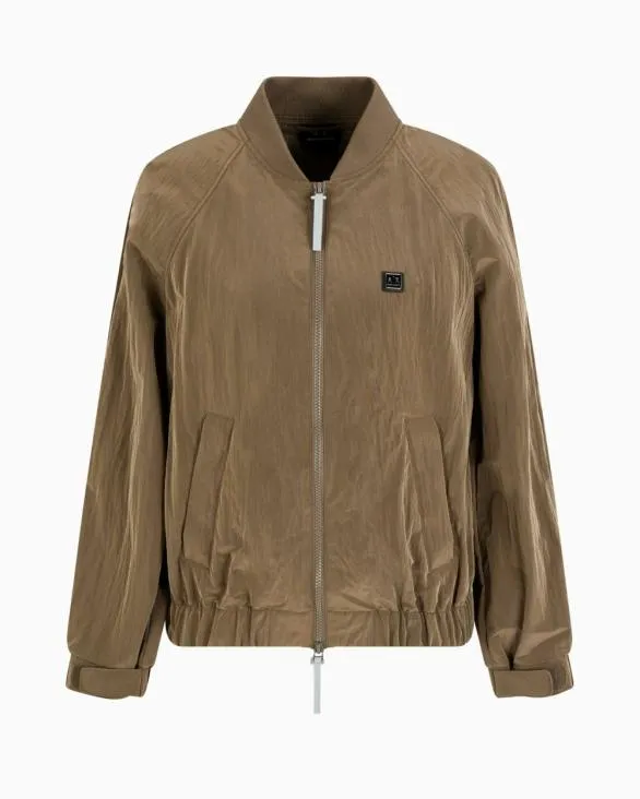 Bomber Jacket In Laminated Fabric Brown Women Armani Outerwear