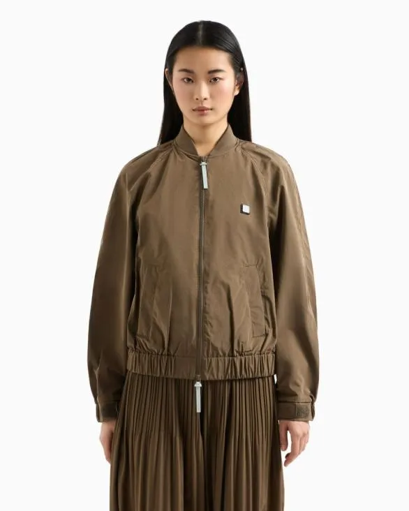 Bomber Jacket In Laminated Fabric Brown Women Armani Outerwear Bomber Jacket In Laminated Fabric Brown Women Armani Outerwear