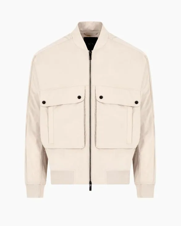 Bomber With Maxi Pockets Beige Men Armani Outerwear