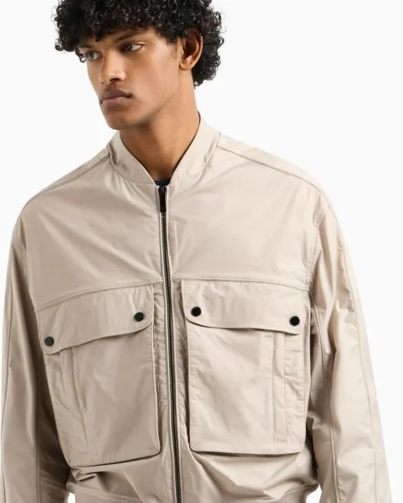 Bomber With Maxi Pockets Beige Men Armani Outerwear Bomber With Maxi Pockets Beige Men Armani Outerwear