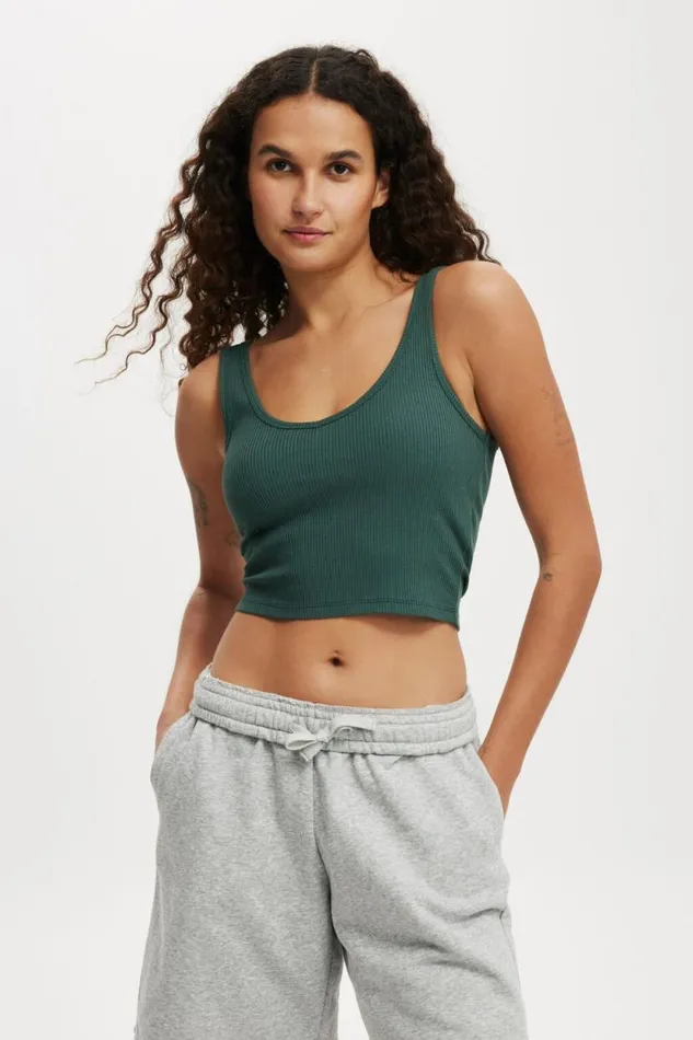 Bondi Tank Pine Forest Green Women Cotton On Tops