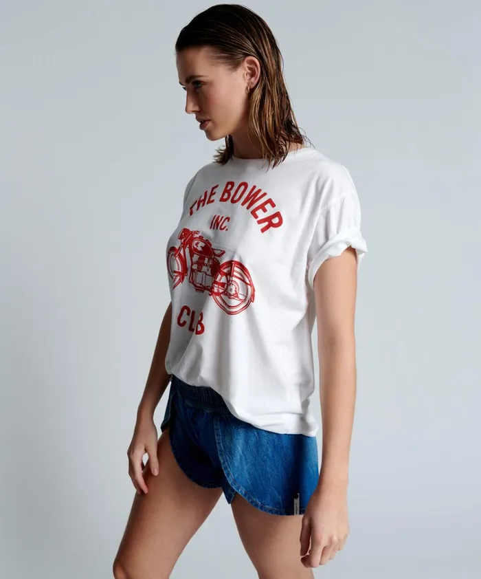 BOWER BIKE CLUB ORGANIC UNISEX TEE Women One Teaspoon Basic Tees BOWER BIKE CLUB ORGANIC UNISEX TEE Women One Teaspoon Basic Tees