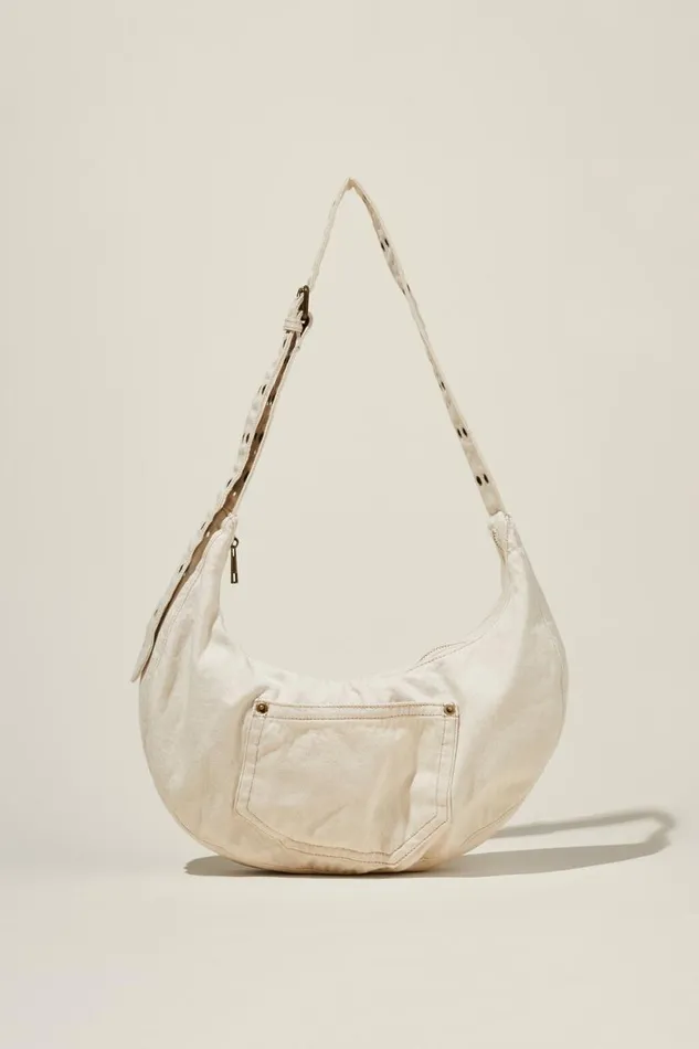 Bowie Crescent Cross Body Bag Chalk Denim Women Cotton On Bags and Belts