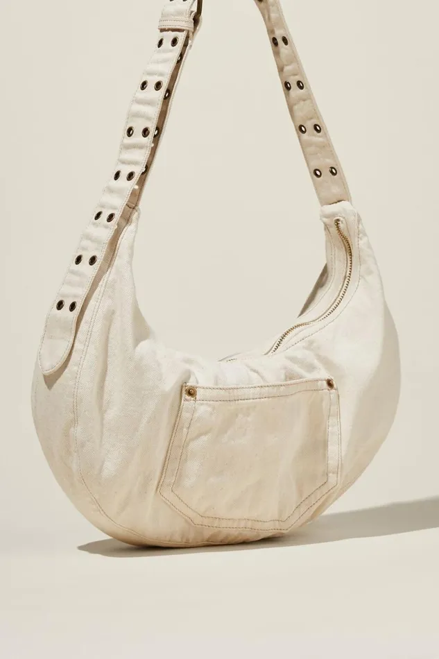 Bowie Crescent Cross Body Bag Chalk Denim Women Cotton On Bags and Belts