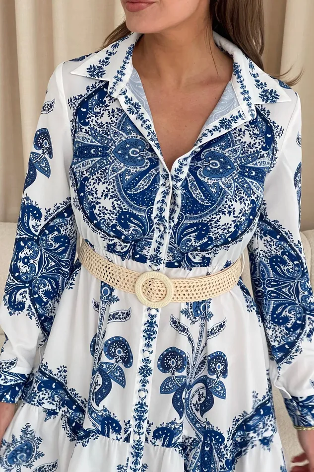 Bowie Tiered Maxi Shirt Dress In Blue Women Girl In Mind CoOrds