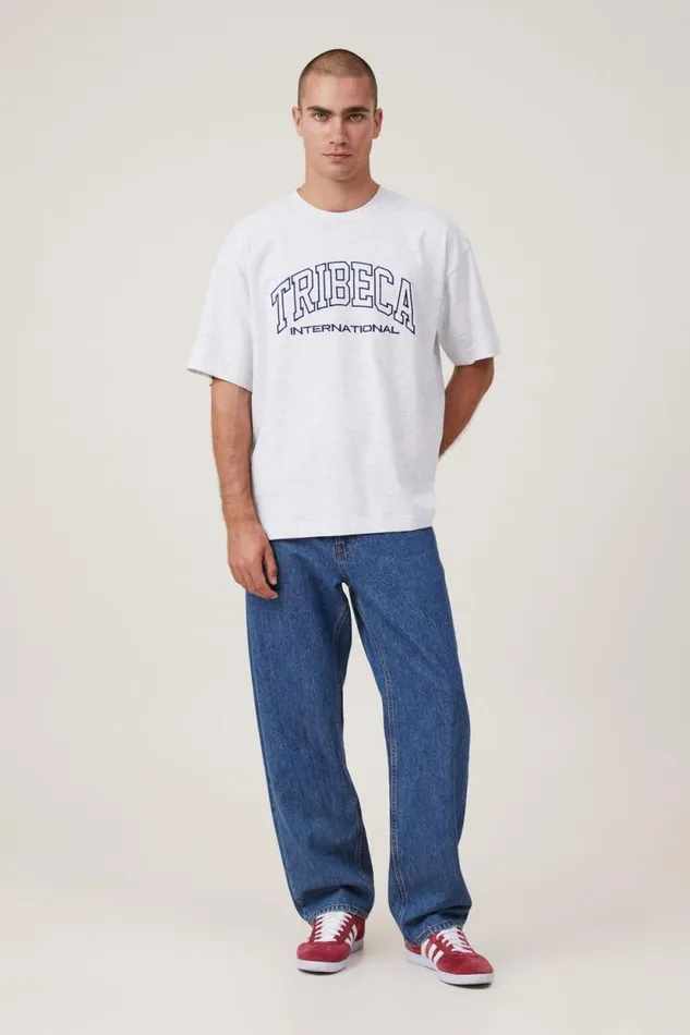 Box Fit College TShirt White Marle Tribeca International Men Cotton On Tees and Tanks Box Fit College TShirt White Marle Tribeca International Men Cotton On Tees and Tanks