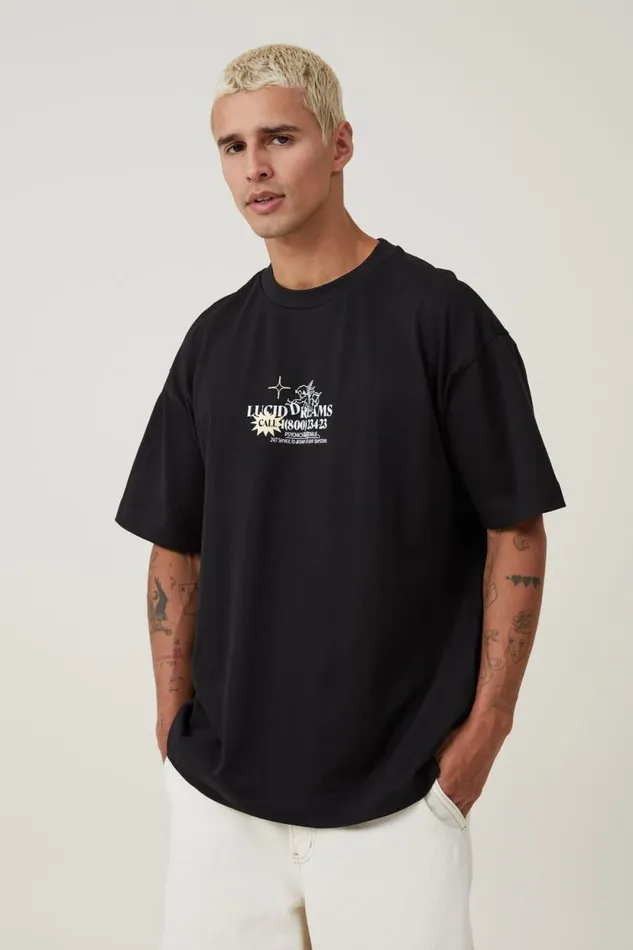 Box Fit Graphic TShirt Black Lucid Dreams Men Cotton On Tees and Tanks