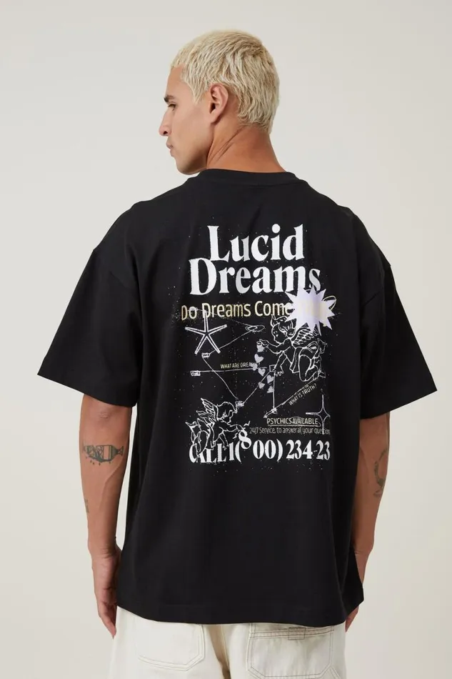 Box Fit Graphic TShirt Black Lucid Dreams Men Cotton On Tees and Tanks Box Fit Graphic TShirt Black Lucid Dreams Men Cotton On Tees and Tanks