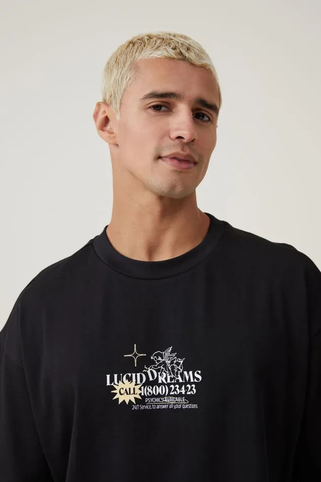Box Fit Graphic TShirt Black Lucid Dreams Men Cotton On Tees and Tanks Box Fit Graphic TShirt Black Lucid Dreams Men Cotton On Tees and Tanks