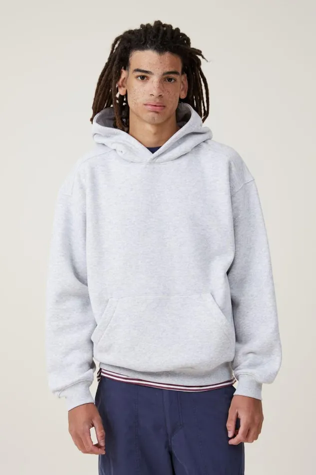 Box Fit Hoodie Grey Marle Men Cotton On Sweats and Hoodies