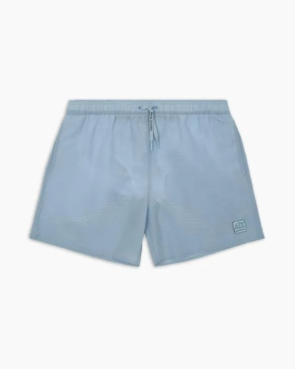Boxer Costume With Logo Lightblue Men Armani Beachwear