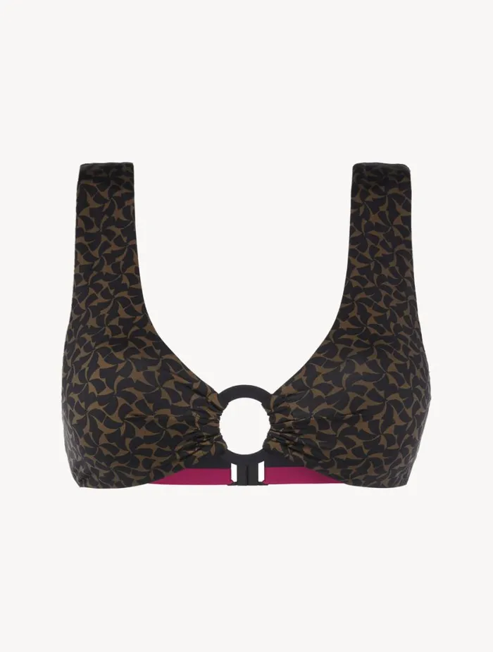 Bralette Bikini Top In Dark Green And Black Swim La Perla Bikinis
