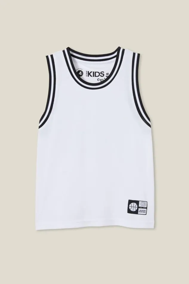 Braxton Basketball Tank White Boys Cotton On Tops and TShirts