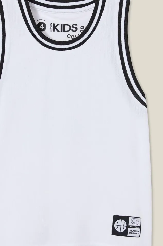 Braxton Basketball Tank White Boys Cotton On Tops and TShirts Braxton Basketball Tank White Boys Cotton On Tops and TShirts