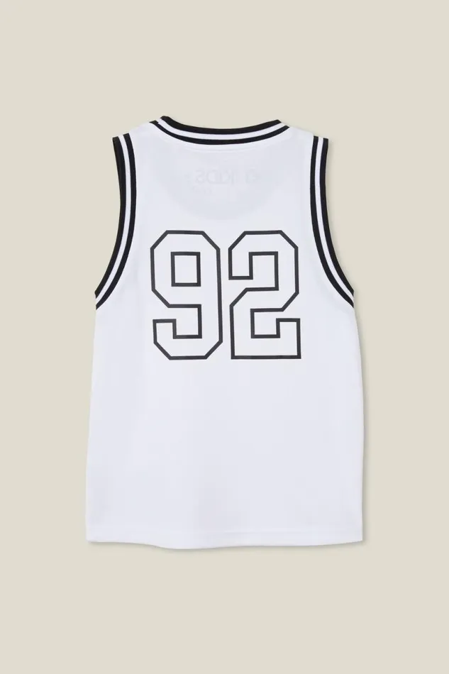 Braxton Basketball Tank White Boys Cotton On Tops and TShirts Braxton Basketball Tank White Boys Cotton On Tops and TShirts