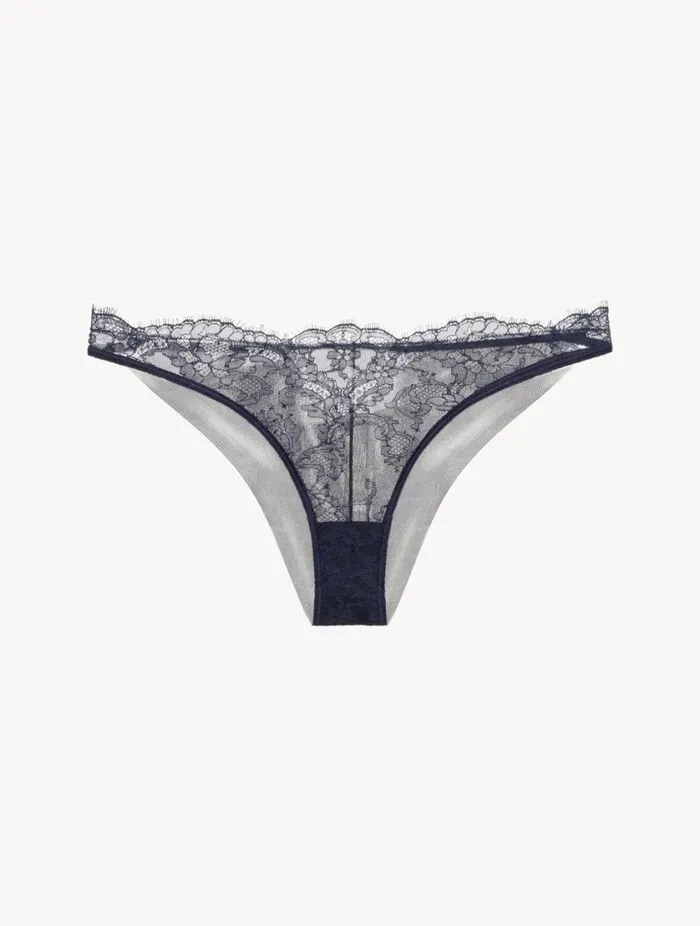 Brazilian Brief In Steel Blue And Black With Leavers Lace Lingerie La Perla Brazilian Brazilian Brief In Steel Blue And Black With Leavers Lace Lingerie La Perla Brazilian