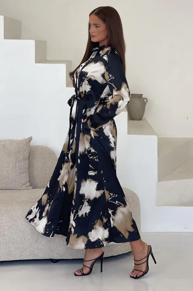 Brielle Black Abstract Print Shirt Dress Women Girl In Mind Shirt Dresses