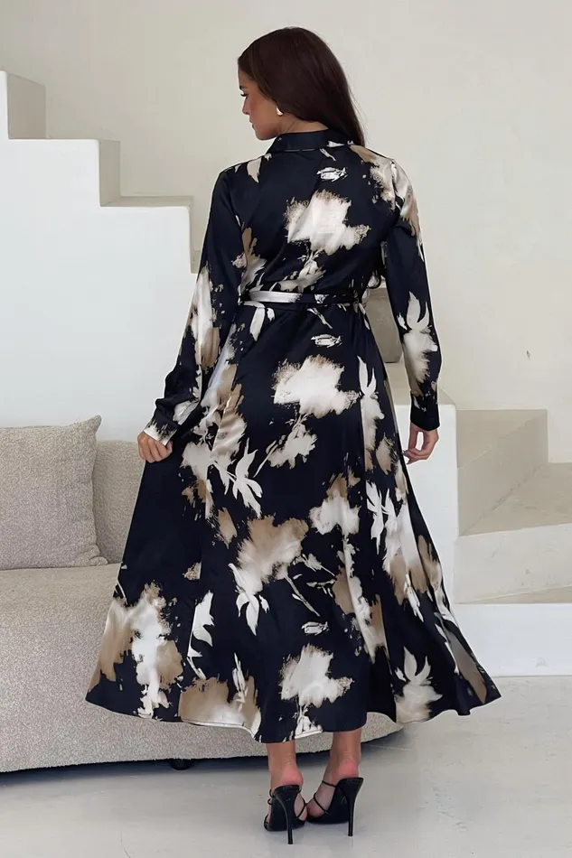 Brielle Black Abstract Print Shirt Dress Women Girl In Mind Shirt Dresses
