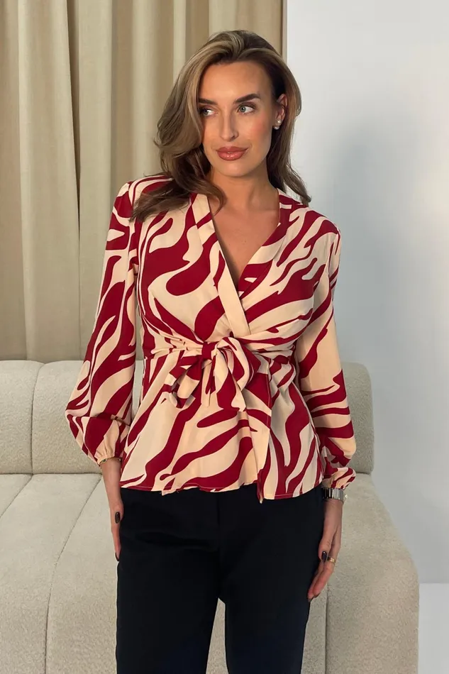 Brooke Red Animal Print Tie Front Top Women Girl In Mind Tops and Bodysuits