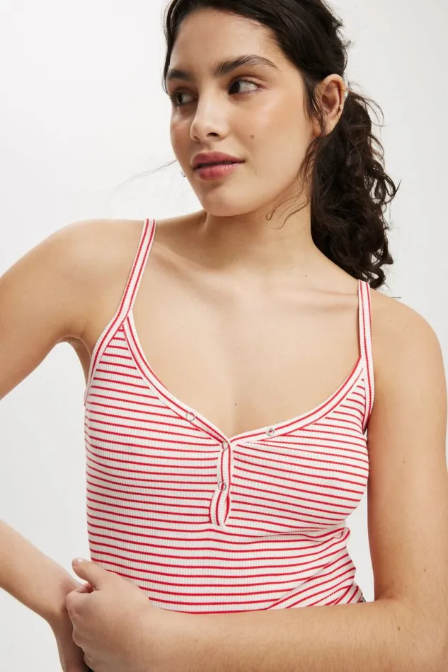 Brooklyn Henley Cami Crisp Stripe Natural Whiteracer Red Women Cotton On Tops Brooklyn Henley Cami Crisp Stripe Natural Whiteracer Red Women Cotton On Tops