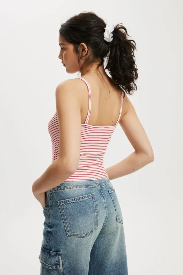 Brooklyn Henley Cami Crisp Stripe Natural Whiteracer Red Women Cotton On Tops Brooklyn Henley Cami Crisp Stripe Natural Whiteracer Red Women Cotton On Tops