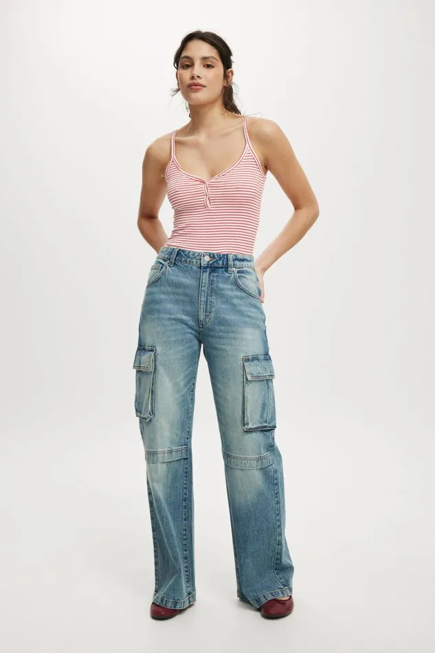 Brooklyn Henley Cami Crisp Stripe Natural Whiteracer Red Women Cotton On Tops Brooklyn Henley Cami Crisp Stripe Natural Whiteracer Red Women Cotton On Tops