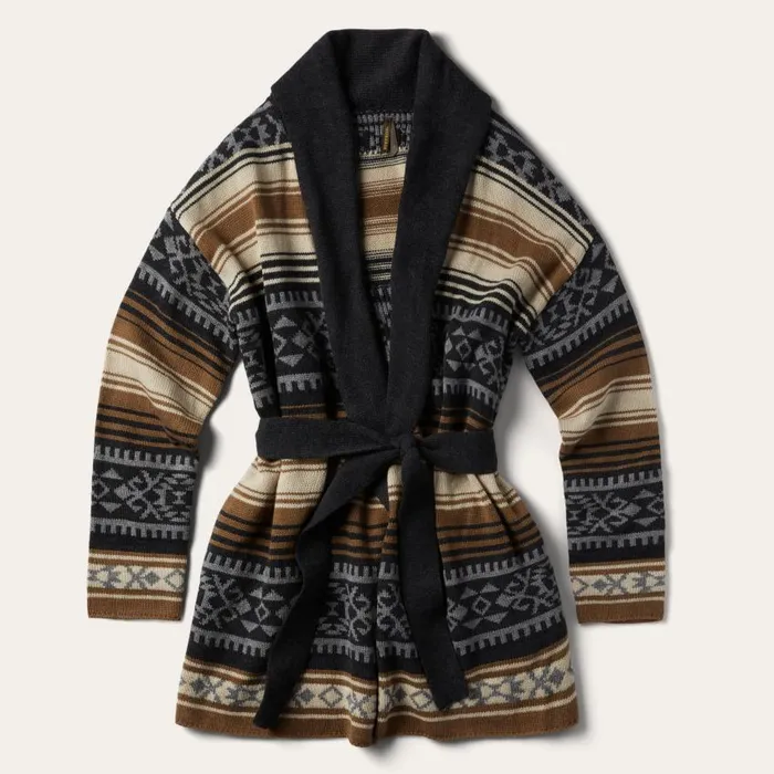 Brown Serape Belted Cardigan Brown Women Stetson Sweaters