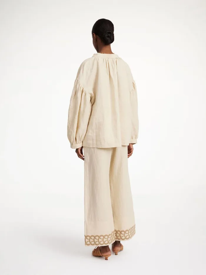Cadmus Linen Blouse Oyster Gray Women By Malene Birger Tops and Blouses