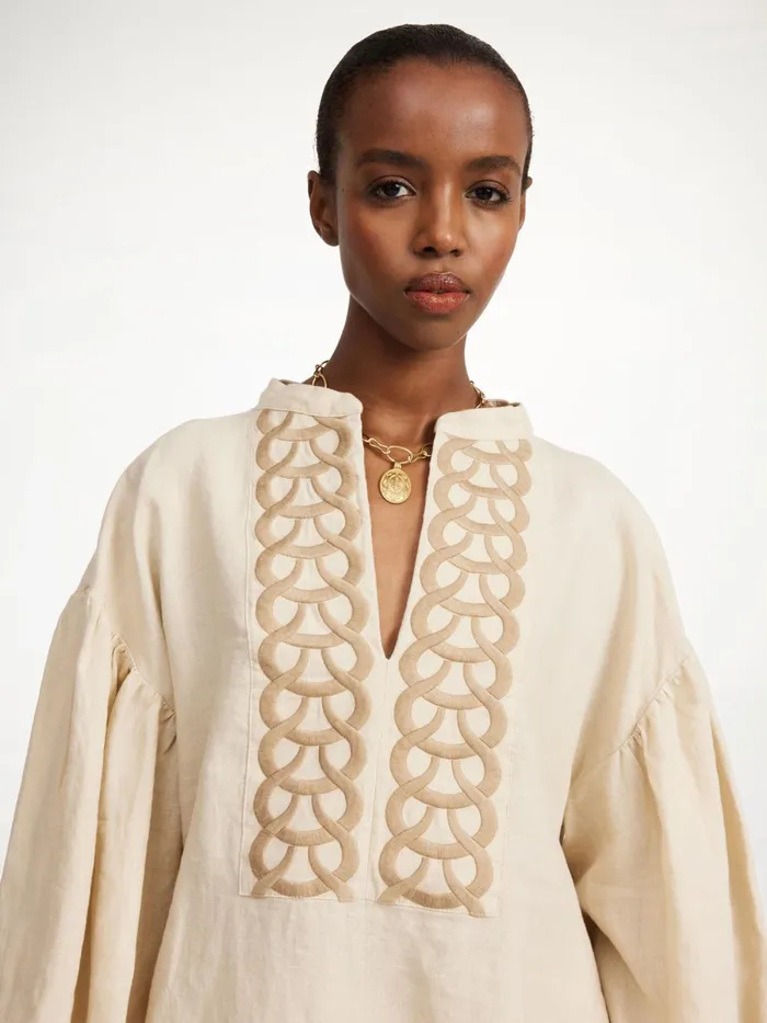 Cadmus Linen Blouse Oyster Gray Women By Malene Birger Tops and Blouses