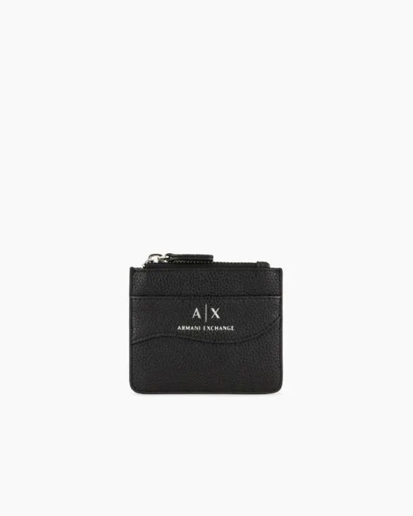 Card Holder With Zipped Pocket Black Women Armani Wallets And Small Leather Goods