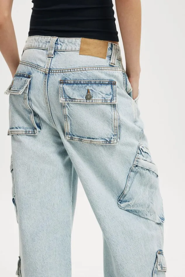 Cargo Super Baggy Jean Palm Blue Women Cotton On Pants