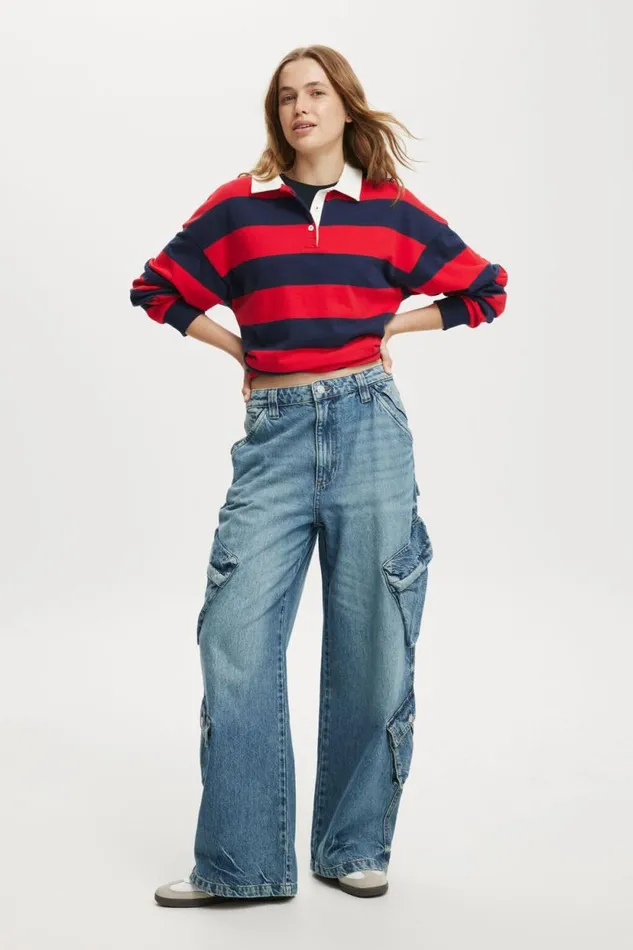 Cargo Super Baggy Jean Surfers Blue Women Cotton On Pants